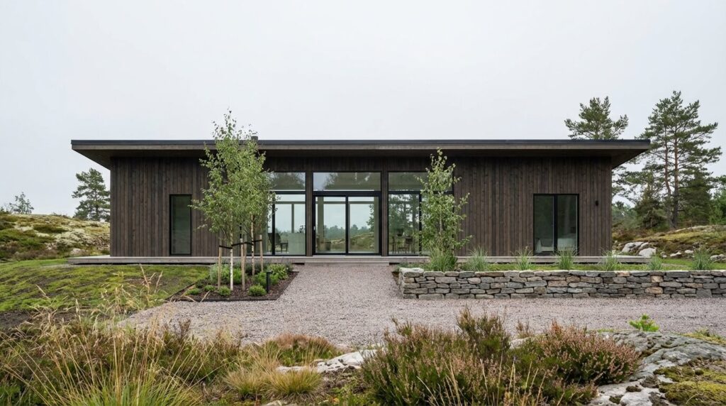 Husbyggnation Göteborg — nybyggd modern enplansvilla med träfasad