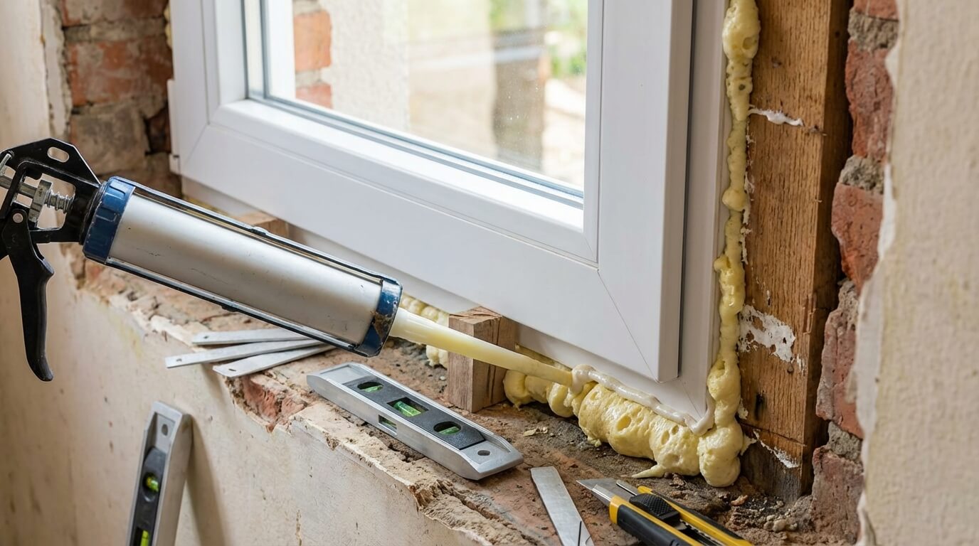 Isolering och tätning vid fönsterbyte — expanderande fogskum runt karm