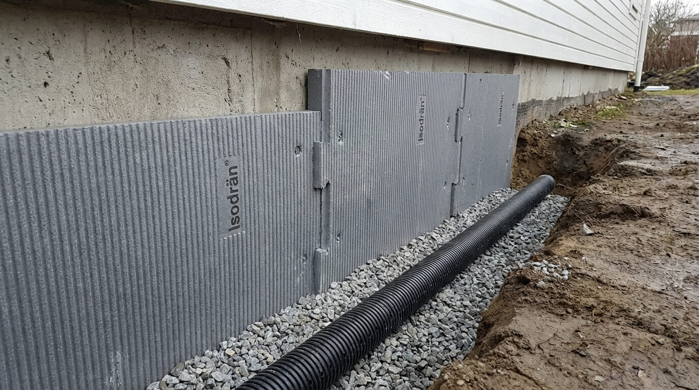 Källarisolering med Isodrän — grundisolering vid dränering i Göteborg