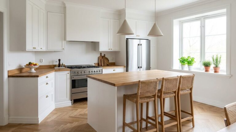 Köksrenovering i Göteborg — modernt renoverat kök med köksö och bänkskiva i sten