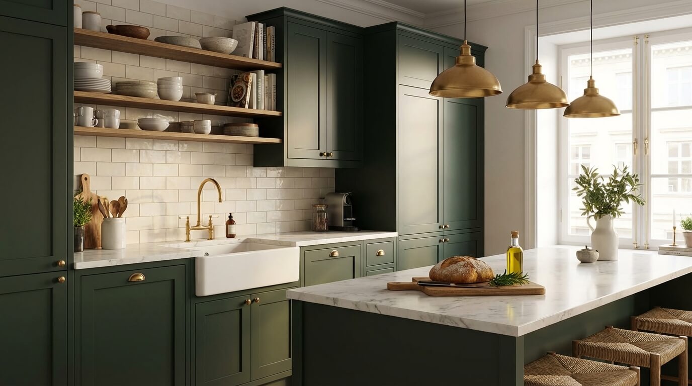 Nyrenoverat modernt kök i Göteborg med köksö och spotlights