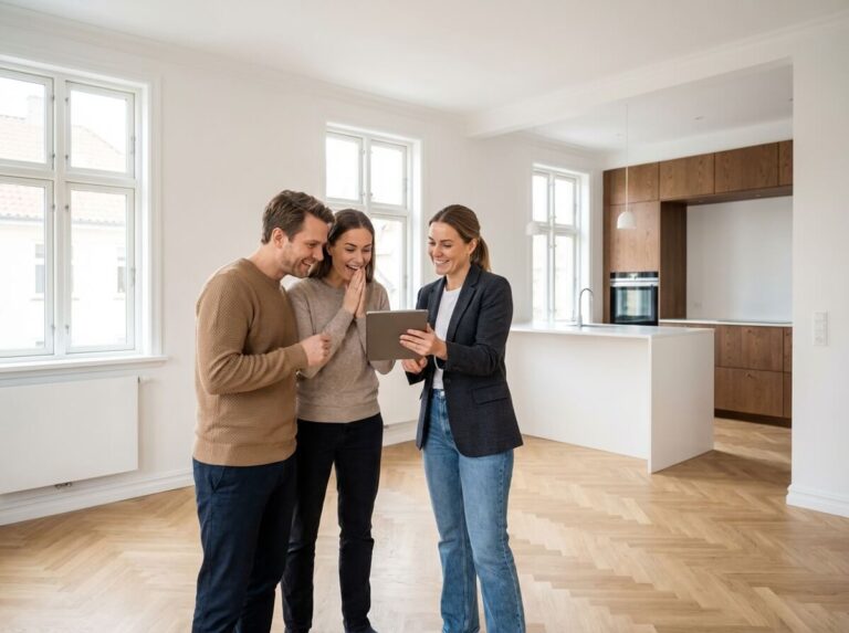 Slutbesiktning — projektledare och nöjda kunder i nyrenoverad bostad i Göteborg