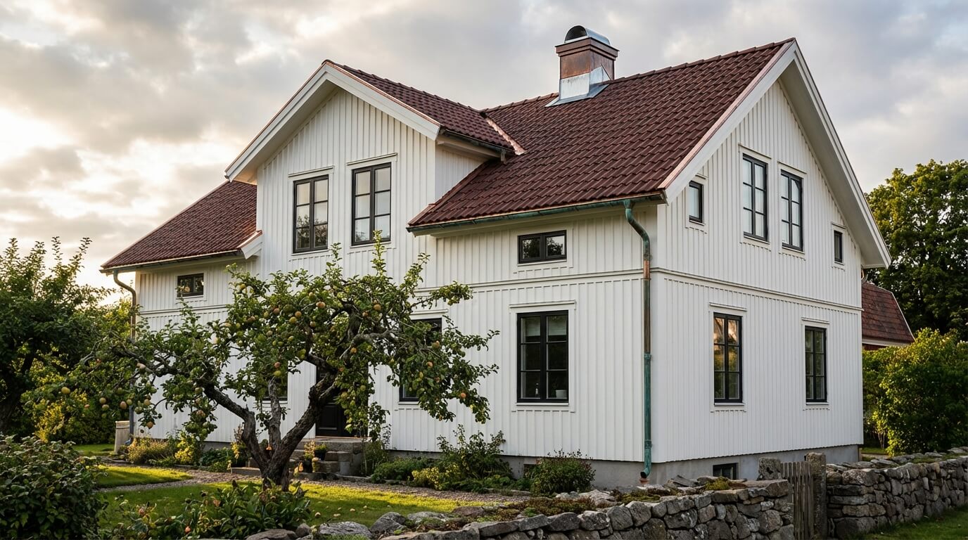 Villa med nytt tegeltak i Göteborg — komplett takrenovering